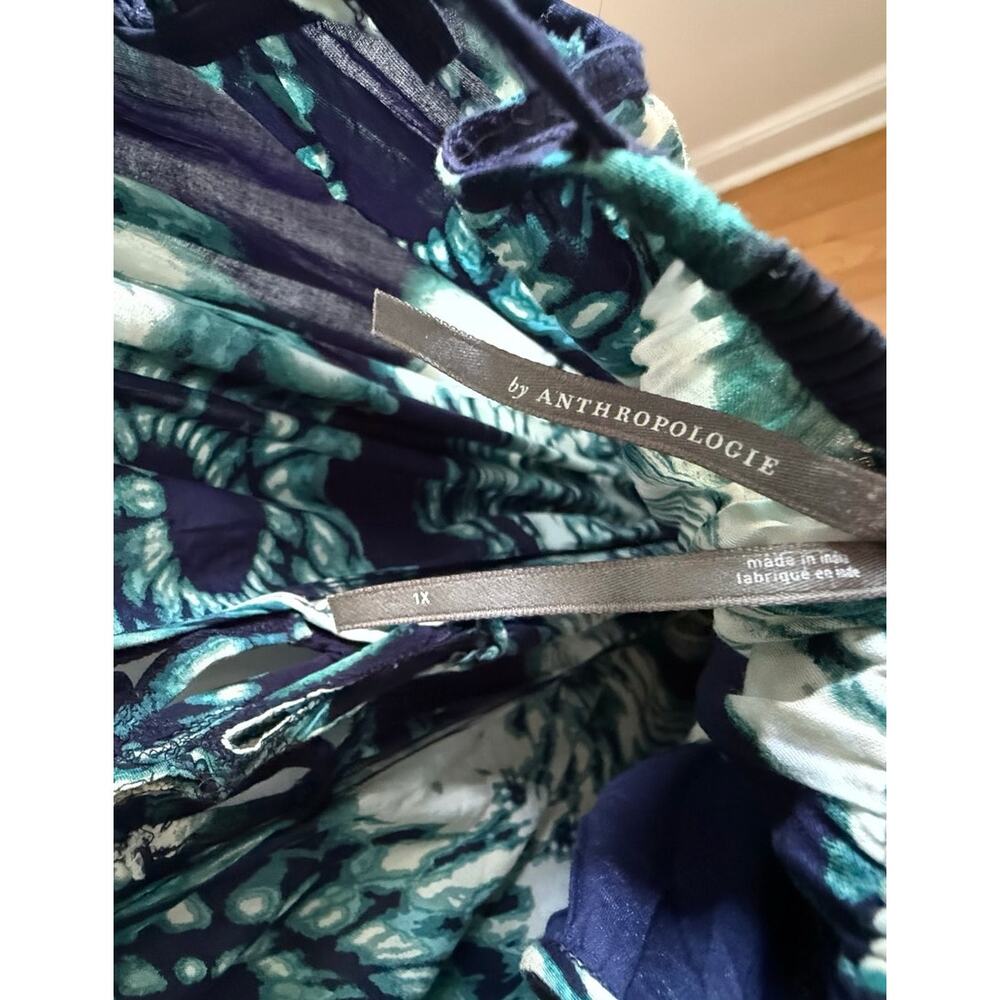 Anthropologie Dolan Eliska Maxi Dress XL Blue Green Abstract Tie Dye Strappy EUC - Picture 4 of 6